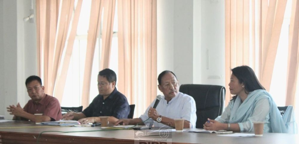 Advisor & DPDB chairman, Chümoukedima, Zhaleo Rio chairing the DPDB meeting held at DC’s office Chümoukedima on April 10. (DIPR Photo)